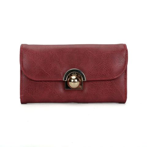 VKP1425 Red  -Elegant Women Metal Button Wallet