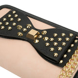 VKP1431 Pink  - Rivet Bow Decoration Metal Chain Wallet