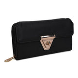 VKP1433 Black - Women Fashion Metal Button Long Wallet