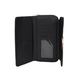 VKP1433 Black - Women Fashion Metal Button Long Wallet
