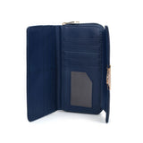 VKP1433 Blue - Women Fashion Metal Button Long Wallet