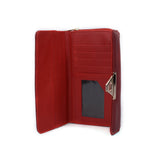 VKP1433 Red - Women Fashion Metal Button Long Wallet