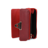 VKP1433 Red - Women Fashion Metal Button Long Wallet