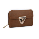 VKP1434 Brown - Women Fashion Metal Button Wallet