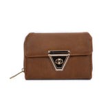 VKP1434 Brown - Women Fashion Metal Button Wallet