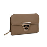 VKP1434 Khaki - Women Fashion Metal Button Wallet