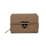 VKP1434 Khaki - Women Fashion Metal Button Wallet
