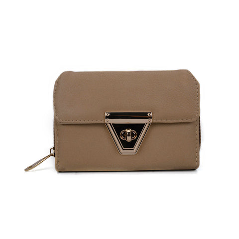 VKP1434 Khaki - Women Fashion Metal Button Wallet
