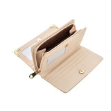 VKP1445 Beige - Fashion Women Solid Metal Trims Wallet