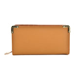 VKP1445 Earth yellow - Fashion Women Solid Metal Trims Wallet