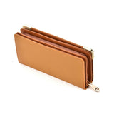 VKP1445 Earth yellow - Fashion Women Solid Metal Trims Wallet
