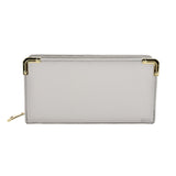 VKP1445 Grey - Fashion Women Solid Metal Trims Wallet