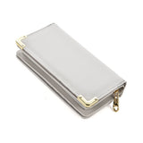 VKP1445 Grey - Fashion Women Solid Metal Trims Wallet
