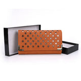 VKP1457 Orange - Fashion Women Star Pattern Metal Trim Wallet
