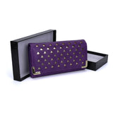 VKP1457 Purple - Fashion Women Star Pattern Metal Trim Wallet