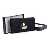 VKP1459 Black - Fashion Women Plaid Casual Solid Wallet