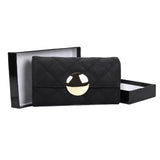 VKP1459 Black - Fashion Women Plaid Casual Solid Wallet