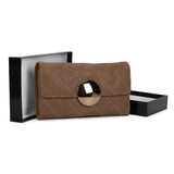 VKP1459 Camel - Fashion Women Plaid Casual Solid Wallet