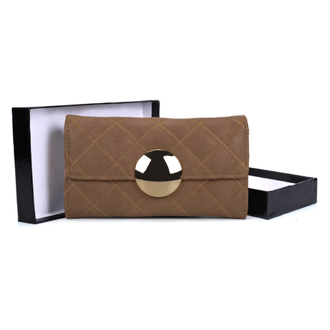 VKP1459 Camel - Fashion Women Plaid Casual Solid Wallet