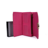 VKP1459 Fushia - Fashion Women Plaid Casual Solid Wallet