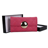 VKP1459 Fushia - Fashion Women Plaid Casual Solid Wallet
