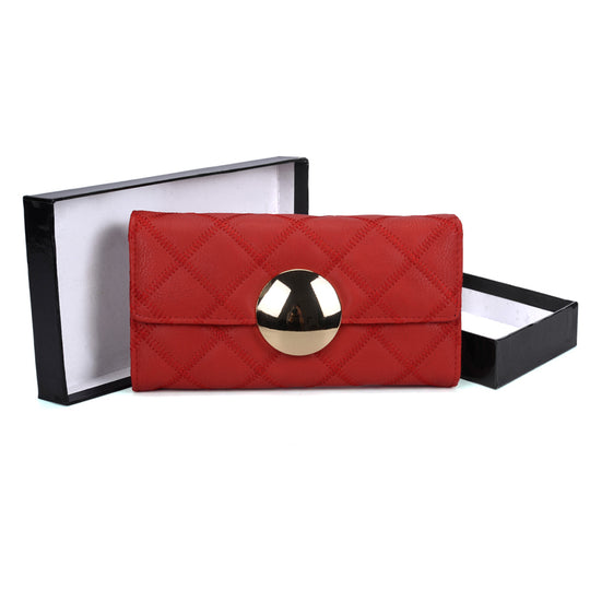 VKP1459 Red - Fashion Women Plaid Casual Solid Wallet