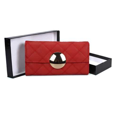 VKP1459 Red - Fashion Women Plaid Casual Solid Wallet
