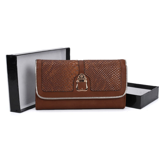 VKP1460 Brown - Snakeskin Pattern Women Patchwork Purse