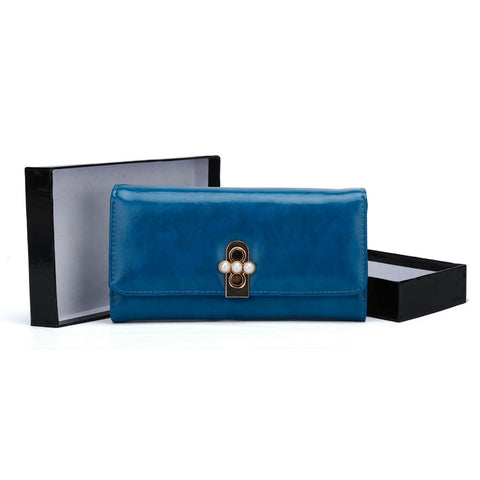 VKP1462 Blue - Solid Women Bead Decoration Wallet