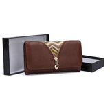 VKP1463 Brown - Zipper Decoration Women Patchwork Wallet