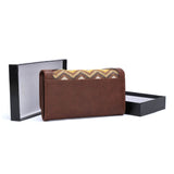 VKP1463 Brown - Zipper Decoration Women Patchwork Wallet