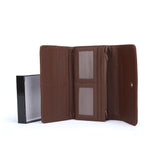 VKP1463 Brown - Zipper Decoration Women Patchwork Wallet