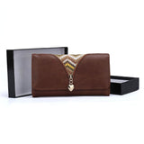 VKP1463 Brown - Zipper Decoration Women Patchwork Wallet