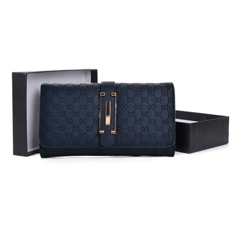 VKP1467 Blue - Press Grain Foldover Metal Purse