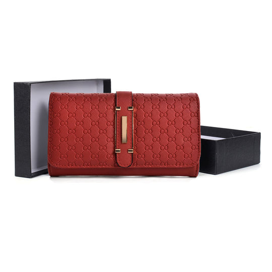 VKP1467 Red - Press Grain Foldover Metal Purse