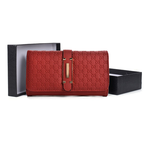 VKP1467 Red - Press Grain Foldover Metal Purse