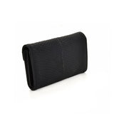 VKP1471 Black - Crocodile Front Lock Detail Foldover Small Purse