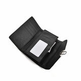 VKP1471 Black - Crocodile Front Lock Detail Foldover Small Purse