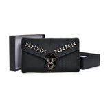 VKP1471 Black - Crocodile Front Lock Detail Foldover Small Purse