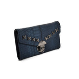 VKP1471 Blue - Crocodile Front Lock Detail Foldover Small Purse