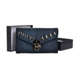 VKP1471 Blue - Crocodile Front Lock Detail Foldover Small Purse