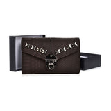VKP1471 Coffee - Crocodile Front Lock Detail Foldover Small Purse
