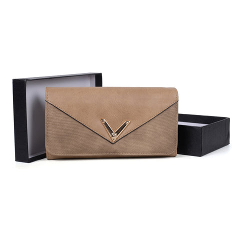 VKP1472 Apricot - Patchwork Purse With Metal Bar