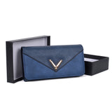 VKP1472 Blue - Patchwork Purse With Metal Bar