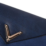 VKP1472 Blue - Patchwork Purse With Metal Bar