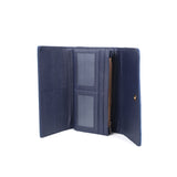 VKP1472 Blue - Patchwork Purse With Metal Bar