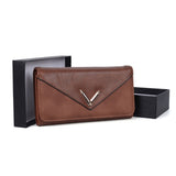 VKP1472 Coffee - Patchwork Purse With Metal Bar