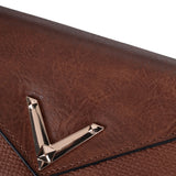 VKP1472 Coffee - Patchwork Purse With Metal Bar