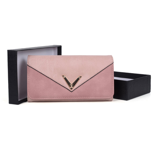 VKP1472 Pink - Patchwork Purse With Metal Bar