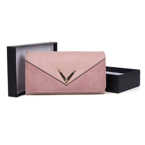 VKP1472 Pink - Patchwork Purse With Metal Bar
